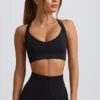Sutien sport fără cusături Super Sculpt cu bretele încrucișate pe spate, negru Sutien sport fără cusături Super Sculpt cu bretele încrucișate pe spate, negru