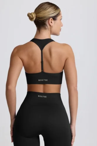 Sutien sport fără cusături Super Sculpt cu spate în T, negru