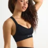 Sutien sport fără cusături Super Sculpt cu spate încrucișat, negru Sutien sport fără cusături Super Sculpt cu spate încrucișat, negru