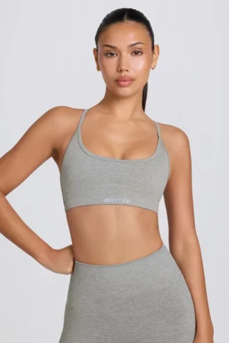 Sutien sport fără cusături Super Sculpt, fără spate, în gri melanj