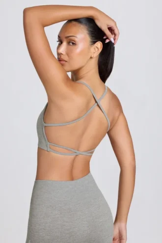 Sutien sport fără cusături Super Sculpt, fără spate, în gri melanj