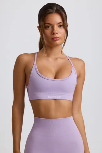 Sutien sport fără cusături Super Sculpt, fără spate, în liliac deschis