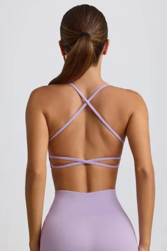Sutien sport fără cusături Super Sculpt, fără spate, în liliac deschis