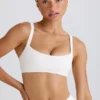 Sutien sport Soft Active cu bordură contrastantă, alb