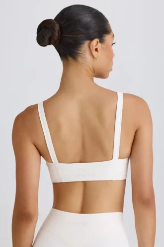 Sutien sport Soft Active cu bordură contrastantă, alb