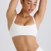 Sutien sport Soft Active cu bordură contrastantă, alb