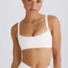 Sutien sport Soft Active cu bordură contrastantă, alb