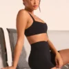 Sutien sport Soft Active cu bordură contrastantă, negru