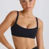 Sutien sport Soft Active cu bordură contrastantă, negru