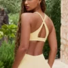 Sutien sport Soft Active cu bretele încrucișate la spate, culoare Lemon