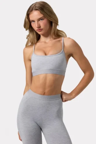 Sutien sport Soft Active cu bretele încrucișate la spate, în culoarea gri melanj
