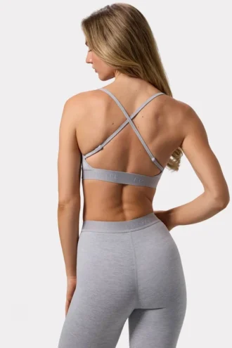 Sutien sport Soft Active cu bretele încrucișate la spate, în culoarea gri melanj