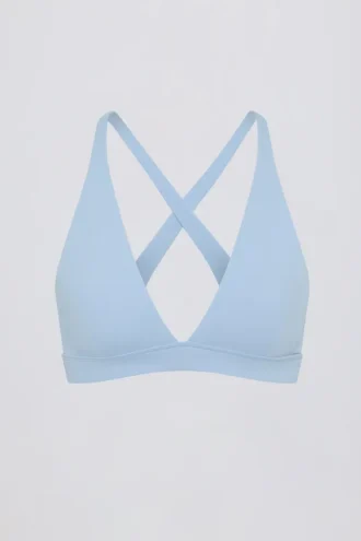 Sutien sport Soft Active cu bretele încrucișate pe spate, culoare albastru deschis