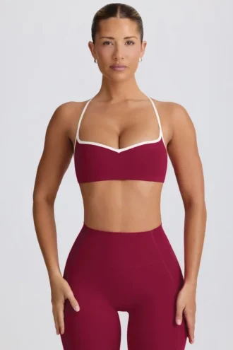 Sutien sport Soft Active cu decolteu în formă de inimă, culoare burgund