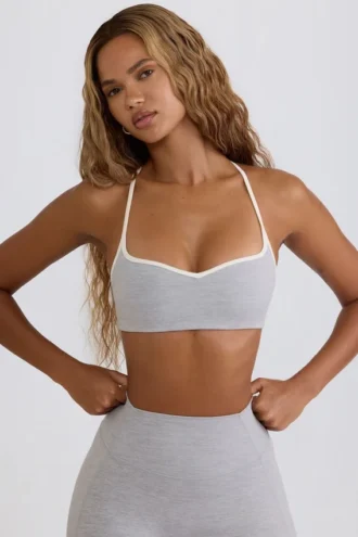 Sutien sport Soft Active cu decolteu în formă de inimă, gri