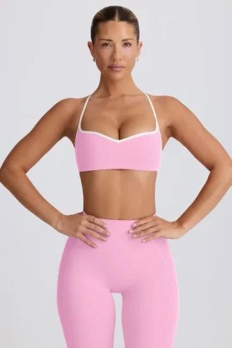 Sutien sport Soft Active cu decolteu în formă de inimă, în roz pal