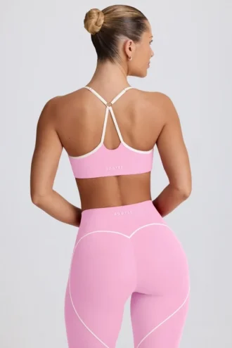 Sutien sport Soft Active cu decolteu în formă de inimă, în roz pal
