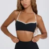 Sutien sport Soft Active cu decolteu în formă de inimă, negru