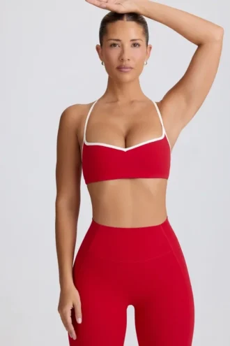 Sutien sport Soft Active cu decolteu în formă de inimă, roșu aprins