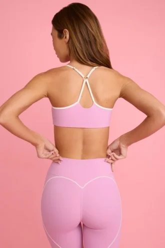Sutien sport Soft Active cu decolteu în formă de inimă, roz prăfuit