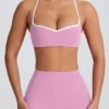 Sutien sport Soft Active cu decolteu în formă de inimă, roz prăfuit Sutien sport Soft Active cu decolteu în formă de inimă, roz prăfuit