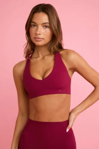 Sutien sport Soft Active cu decolteu în V, culoare burgund