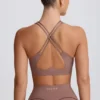 Sutien sport Soft Active cu decolteu în V, culoare Mocha