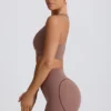 Sutien sport Soft Active cu decolteu în V, culoare Mocha