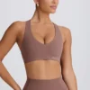 Sutien sport Soft Active cu decolteu în V, culoare Mocha