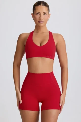 Sutien sport Soft Active cu decolteu în V, culoare roșu aprins
