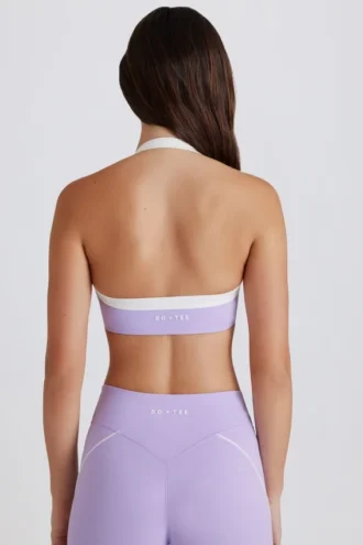 Sutien sport Soft Active cu decolteu în V și gât în formă de V, în culoarea liliac