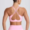 Sutien sport Soft Active cu decolteu în V, roz pal