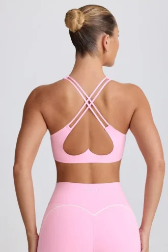 Sutien sport Soft Active cu decolteu în V, roz pal