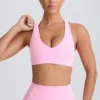 Sutien sport Soft Active cu decolteu în V, roz pal
