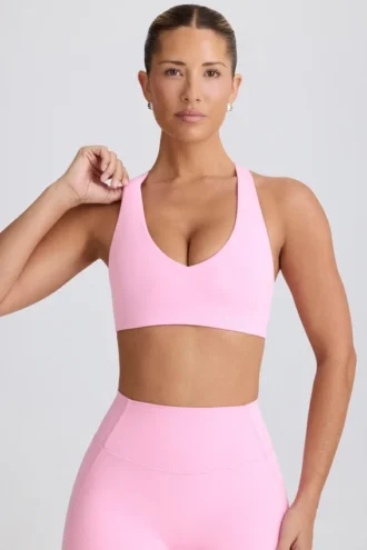 Sutien sport Soft Active cu decolteu în V, roz pal