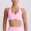 Sutien sport Soft Active cu decolteu în V, roz pal