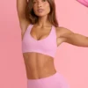 Sutien sport Soft Active cu decolteu în V, roz prăfuit