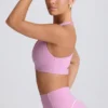Sutien sport Soft Active cu decolteu în V, roz prăfuit