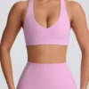 Sutien sport Soft Active cu decolteu în V, roz prăfuit