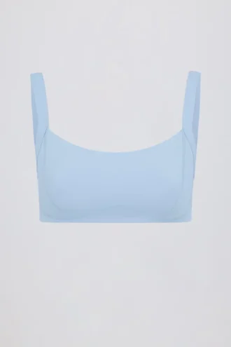 Sutien sport Soft Active cu detalii de cusături, culoare albastru deschis