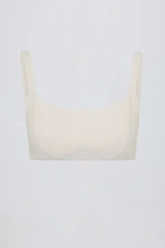 Sutien sport Soft Active cu detalii la cusături, culoare crem