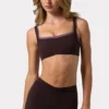Sutien sport Soft Active cu detalii la cusături, culoare Espresso