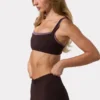 Sutien sport Soft Active cu detalii la cusături, culoare Espresso