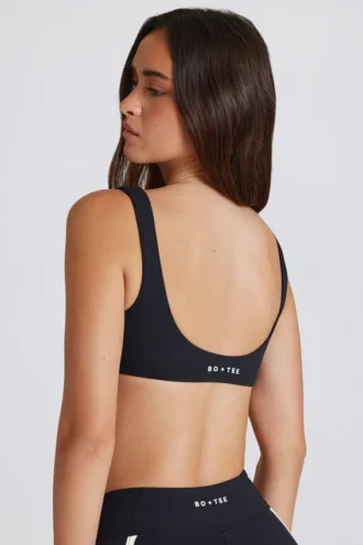 Sutien sport Soft Active cu partea din față răsucită, negru