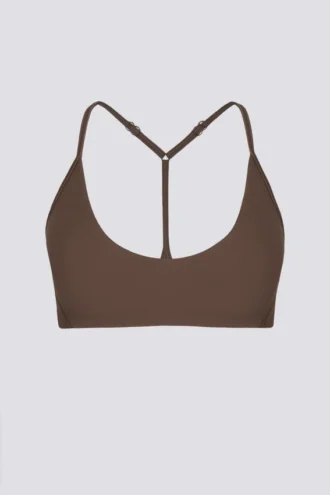 Sutien sport Soft Active cu spate în formă de V, culoare cacao