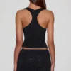 Top Aine din jersey cu decolteu rotund și spate în formă de U, cu ornamente, negru Top Aine din jersey cu decolteu rotund și spate în formă de U, cu ornamente, negru
