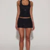 Top Aine din jersey cu decolteu rotund și spate în formă de U, cu ornamente, negru Top Aine din jersey cu decolteu rotund și spate în formă de U, cu ornamente, negru