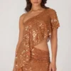 Fustă micro mini cu ornamente Cassiana, culoare bronz Fustă micro mini cu ornamente Cassiana, culoare bronz