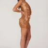 Fustă micro mini cu ornamente Cassiana, culoare bronz Fustă micro mini cu ornamente Cassiana, culoare bronz