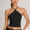 Top Aviora din modal cu gât în V, negru Top Aviora din modal cu gât în V, negru